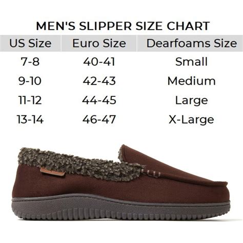 Dearfoam Mens Slippers Size Chart