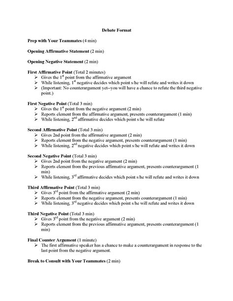 Debate Template For Students