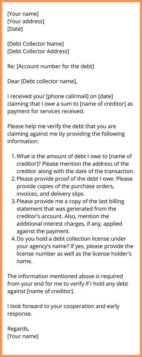 Debt Collection Dispute Letter Template