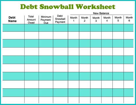 Debt Snowball Spreadsheet Template