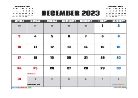 December 2023 Federal Calendar