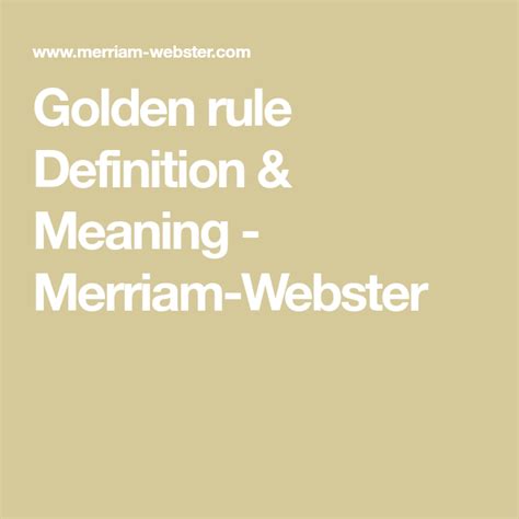 Definition and Meaning of the Word “Rule” According to Merriam-Webster