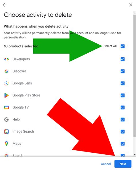 Delete your activity - Android - Google Account Help