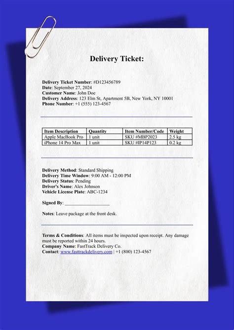 Delivery Ticket Template