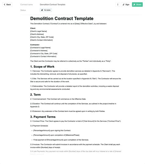 Demolition Contract Template