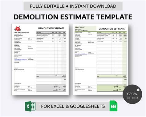 Demolition Estimate Template