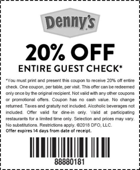Dennys 20 Off Coupon Barcode Printable