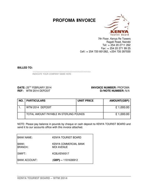 Deposit Invoice Template