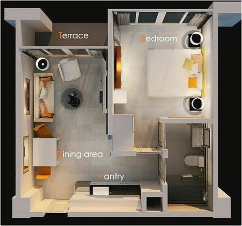 desain rumah 1 kamar vertical space