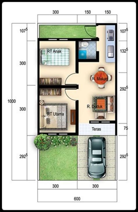 desain rumah lahan luas - ukuran ruangan