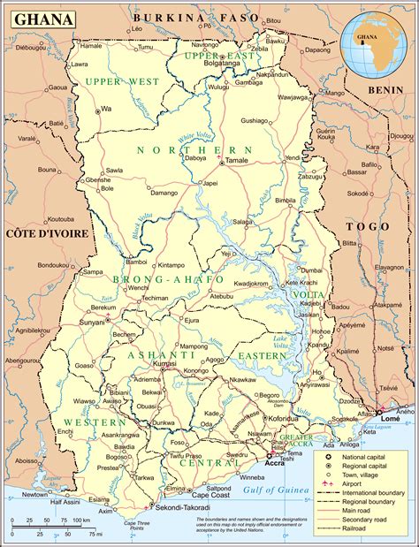 Detailed Political Map of Ghana