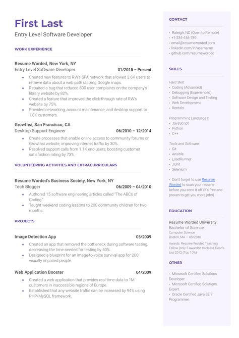 Developer Resume Template