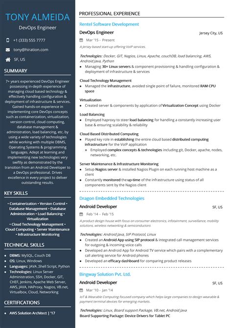 Devops Engineer Resume Template