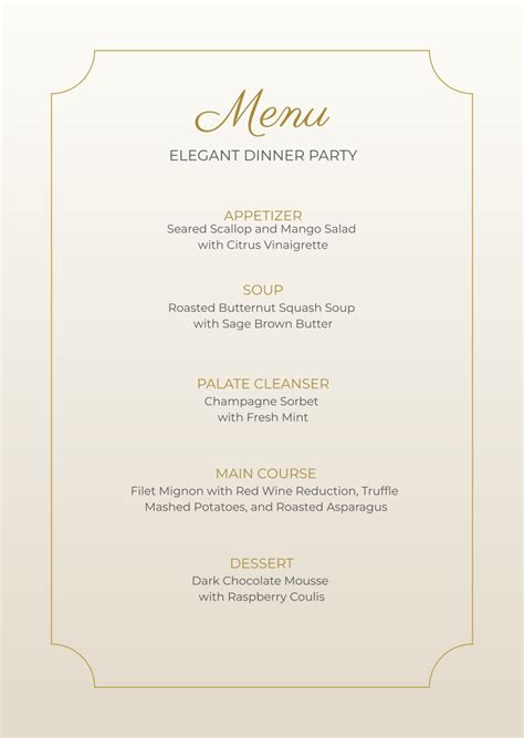 Dinner Menu Template