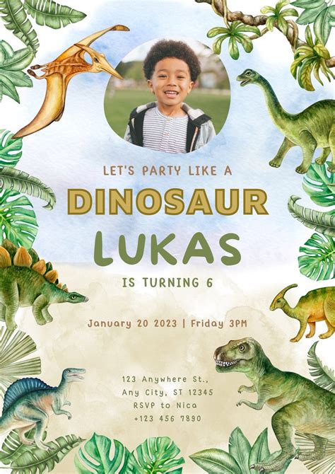 Dinosaur Invitation Template Birthday Invitations