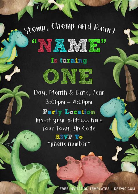 Dinosaur Invitation Template Free