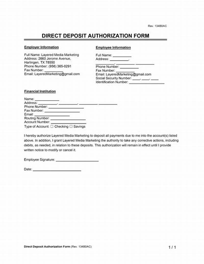 Direct Deposit Authorization Form Example