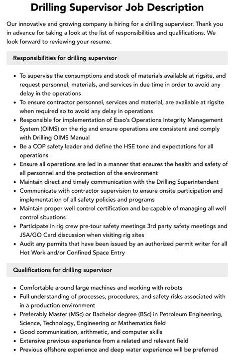 Directional Drilling Supervisor Jobs Template