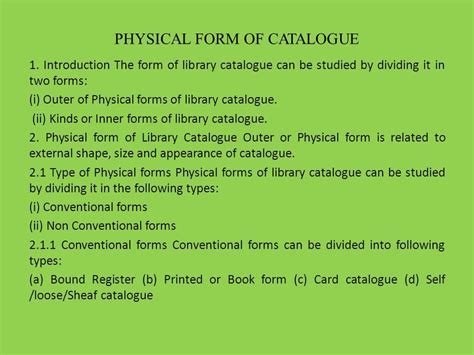 Discuss The Physical Forms Of Library Catalogue