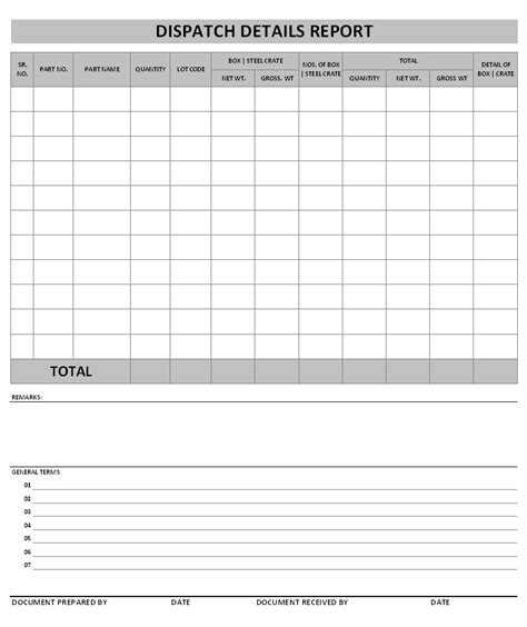 Dispatch Log Template