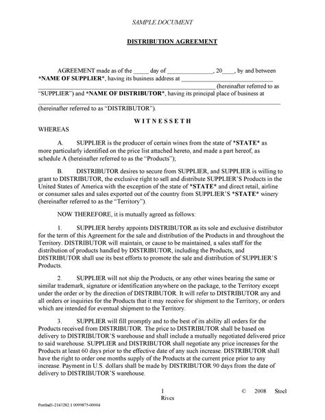 Distribution Agreement Template