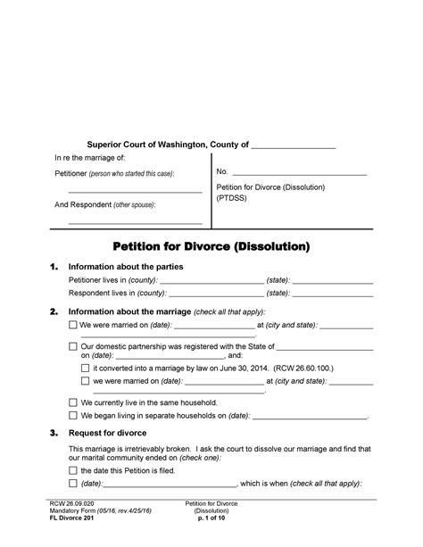 Divorce Papers Template