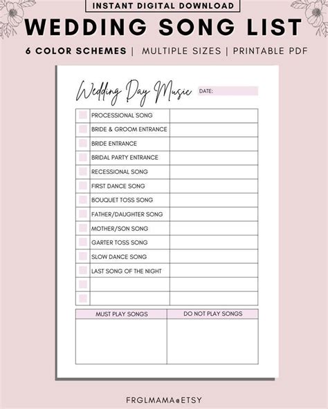 Dj Wedding Song List Template