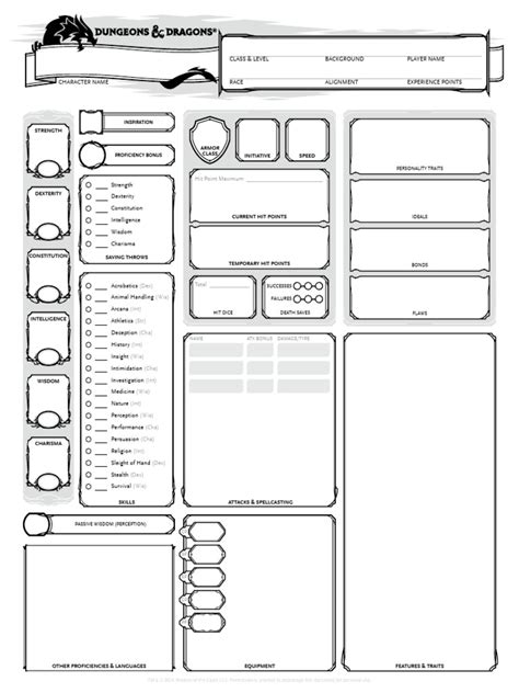 Dnd 5e Character Sheet Printable
