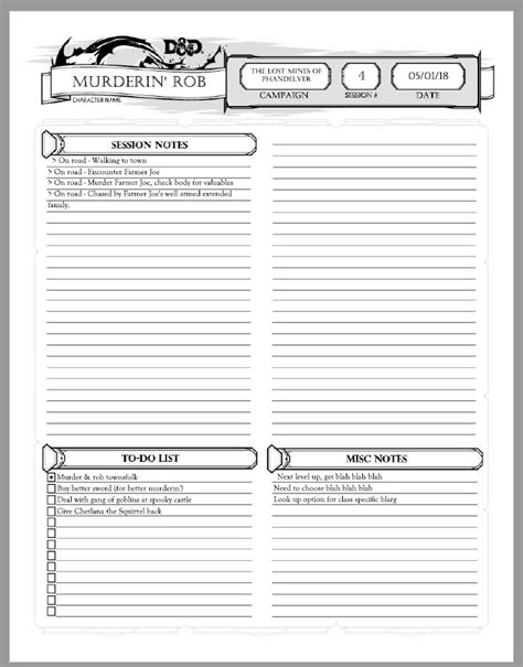 Dnd Notes Template