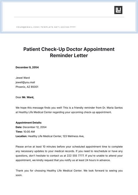 Doctor Appointment Reminder Template