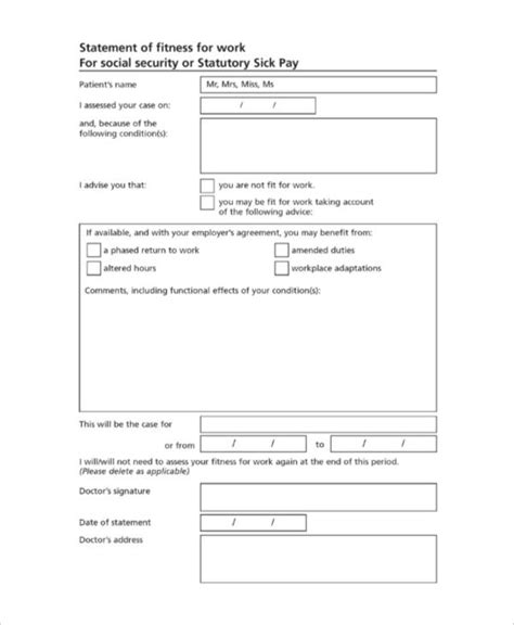 Doctors Fit Note Template