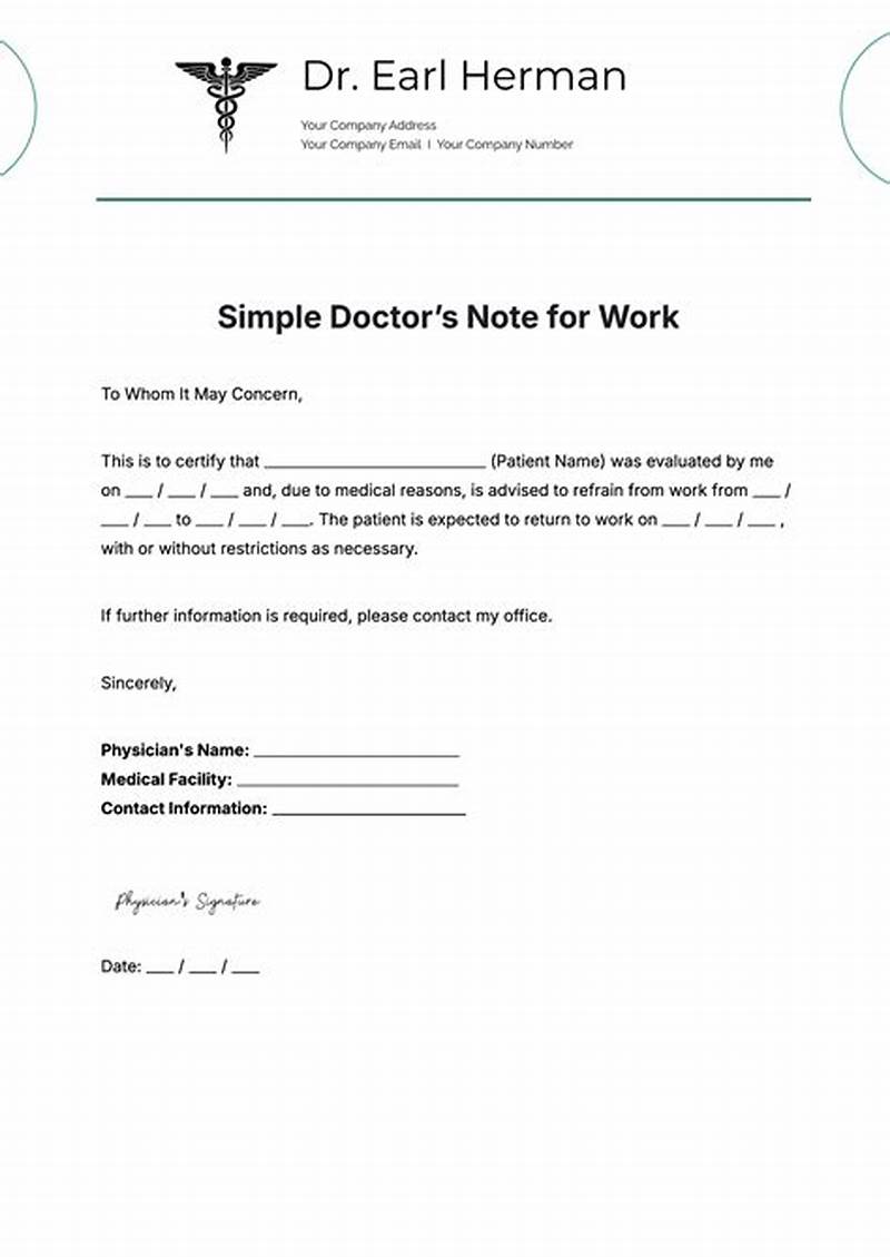 Doctors Return To Work Note Template