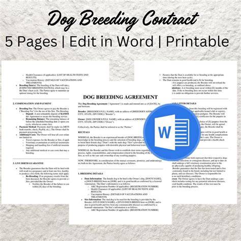 Dog Breeder Contract Template