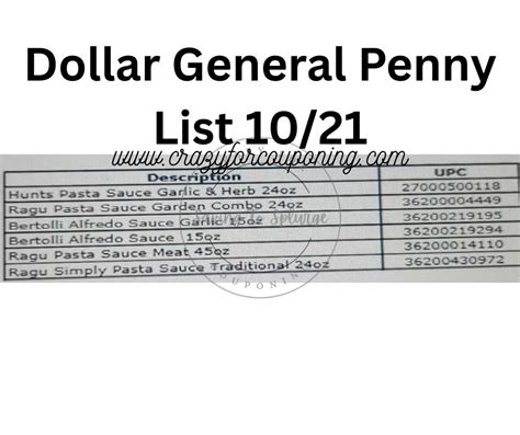 Dollar General Penny List Today With Pictures Printable