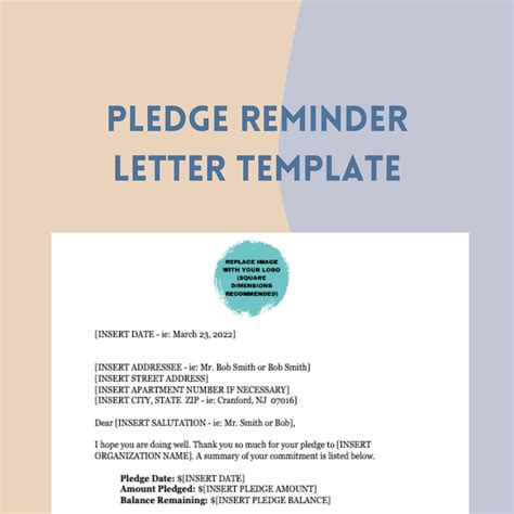 Donation Pledge Reminder Letter Template