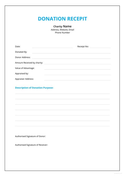 Donation Receipt Template Free