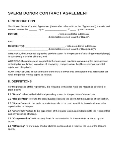 Donor Contract Template