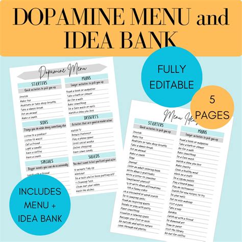 Dopamine Menu Printable