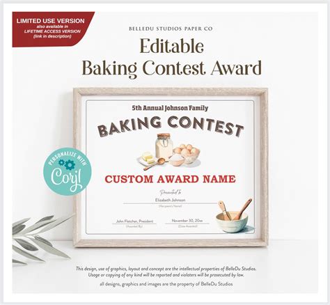 Downloadable Baking Certificate Template