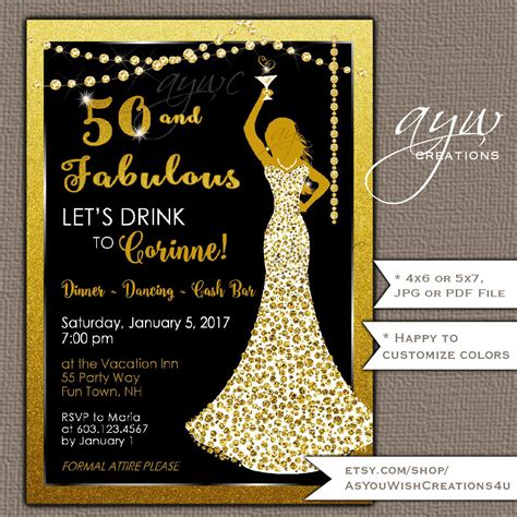 Downloadable Female 50th Birthday Invitation Templates