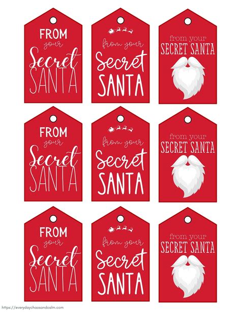 Downloadable Secret Santa Gift Tags Printable Free