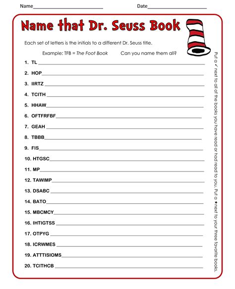 Dr Seuss Worksheets Free Printable