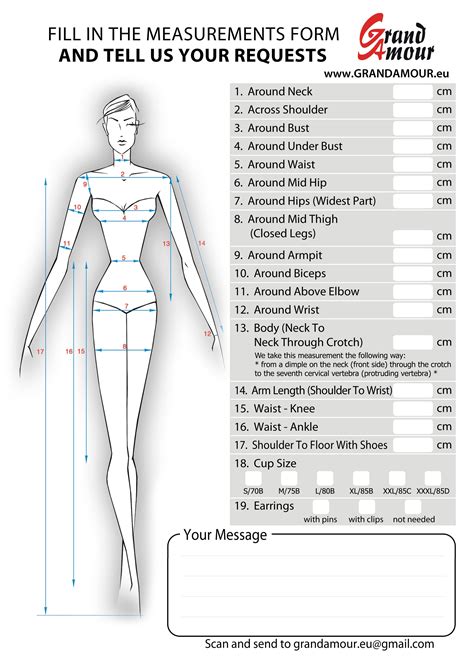 Dress Measurements Template