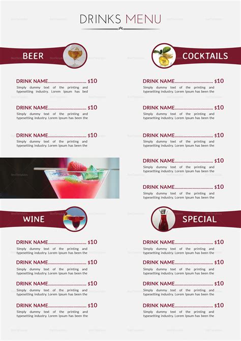 Drinks Menu Template