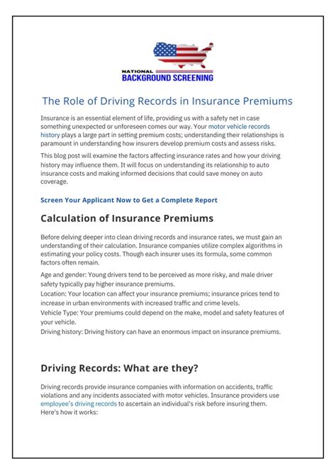 The Role of Driving Records in Insurance Premiums
