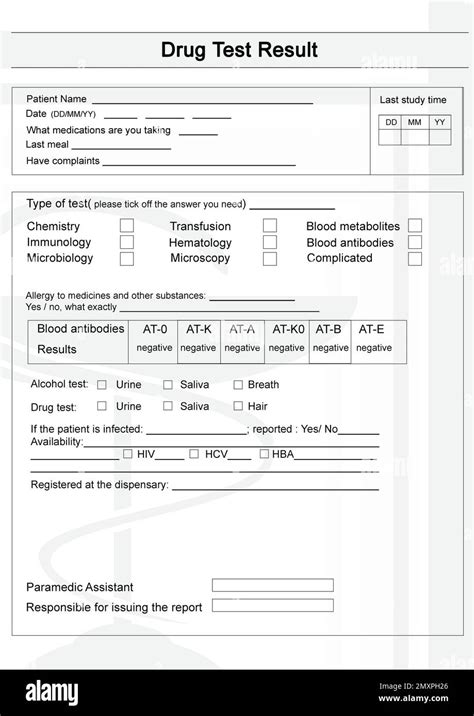 Drug Testing Fillable Printable Free Result Form