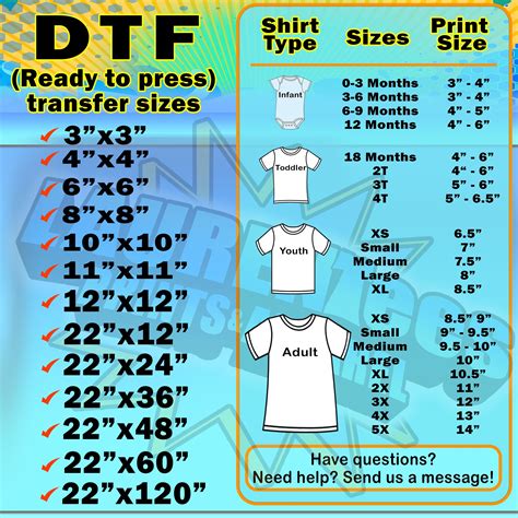 Dtf Print Size Chart
