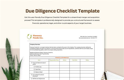 Due Diligence Checklist Template