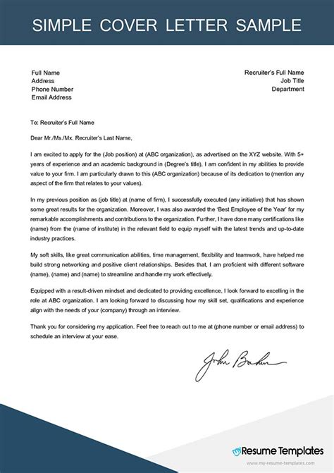 Easy Cover Letter Template