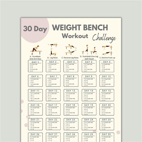 Easy Home Weight Bench Women Workout Plan Printable